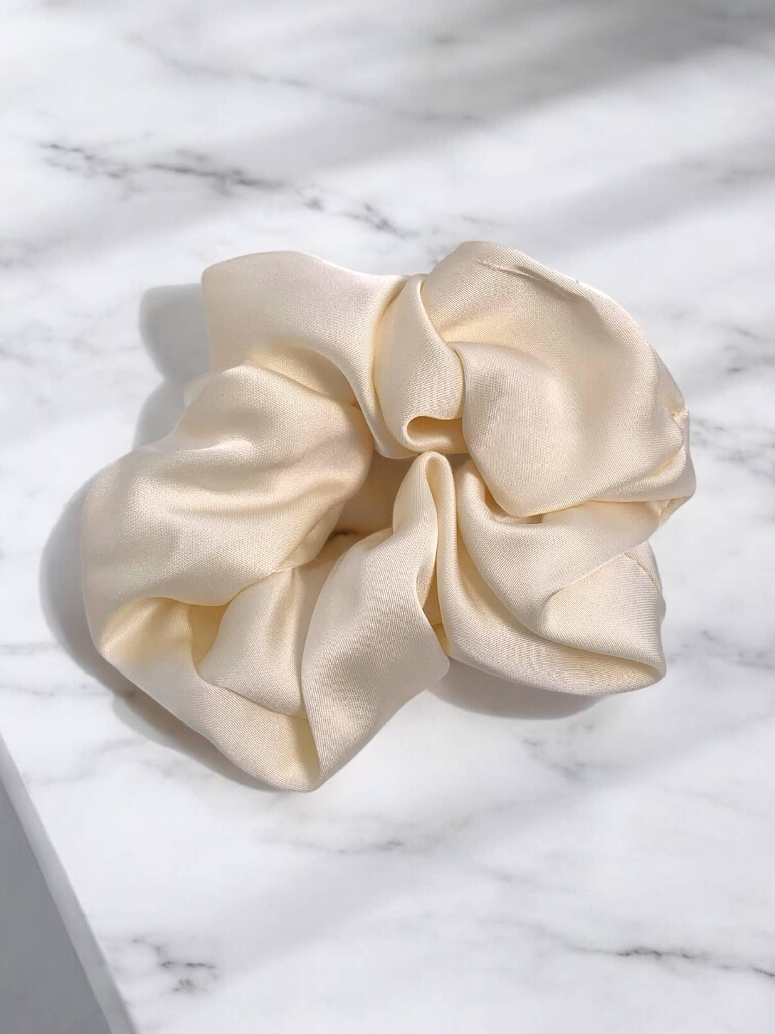 Oversized Satin Scrunchie - Violet Green & Beige