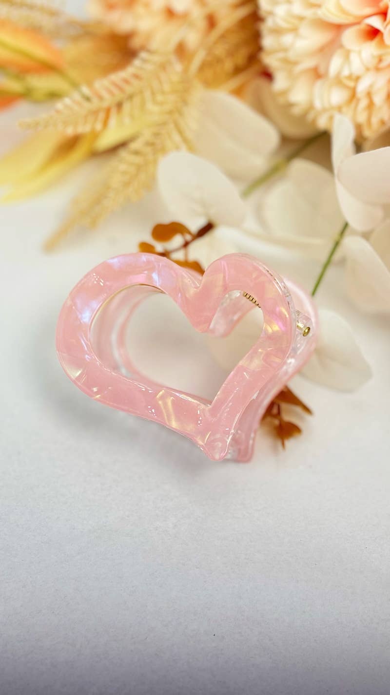Heart Shaped Hair Claw Clip  - Cute Iridescent Hair Accessory