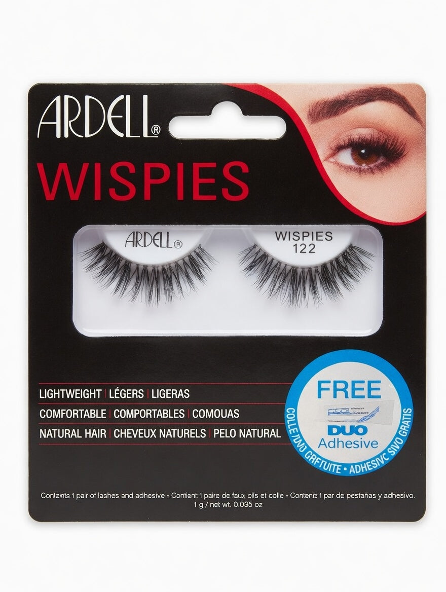 Ardell Wispies 122 Black med gratis Duo lash adhesive- Klassiska Fluffiga Svarta Lösvippor