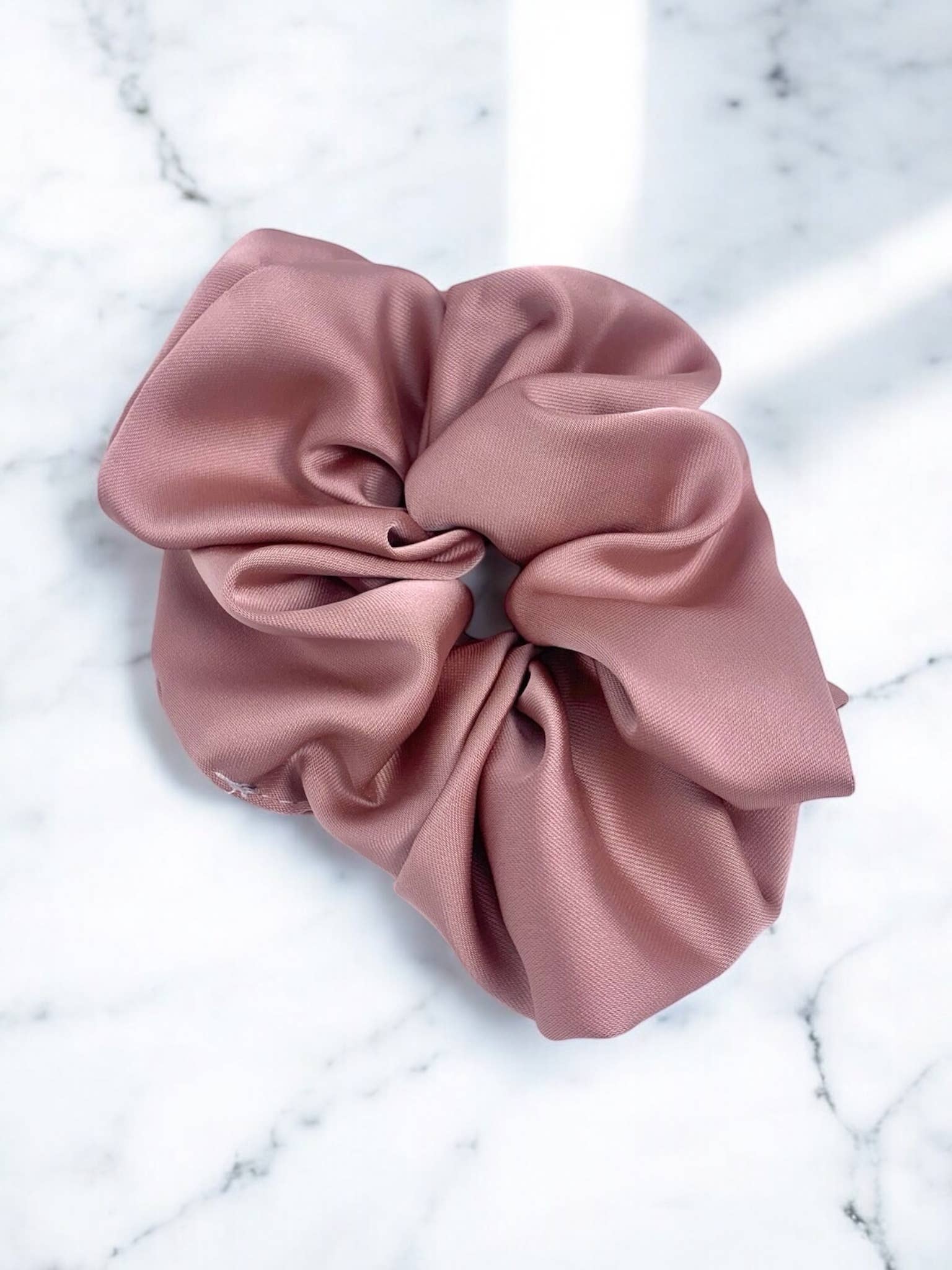 Oversized Satin Scrunchie - Violet Green & Beige