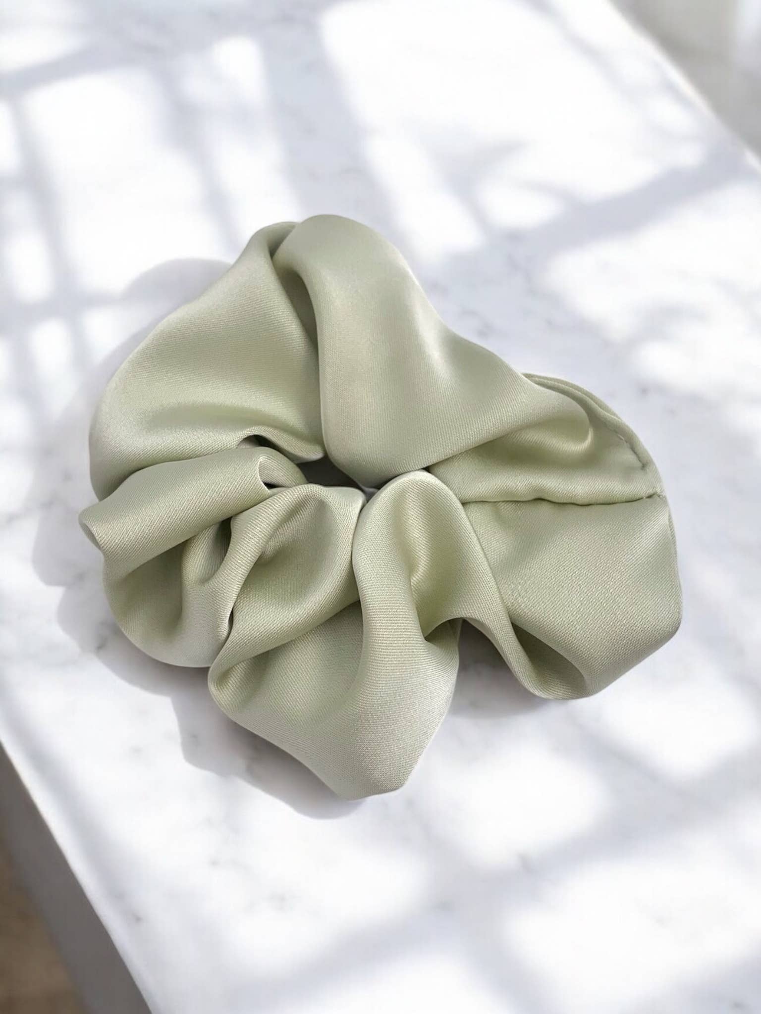 Oversized Satin Scrunchie - Violet Green & Beige
